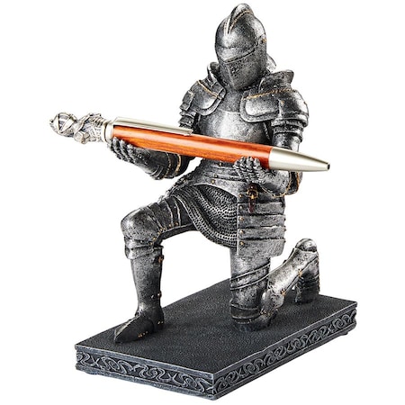 Design Toscano King Arthur's Medieval Knight of the Royal Scribe Pen Holder Statue CL78492